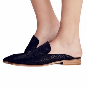 Free People At Ease Black Textured Suede Loafers